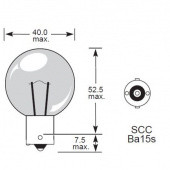 SCC BA15S SF PEARL: Single Centre Contact (SCC) BA15S 15mm diameter cap with single filament and 38mm diameter PEARL glass Bus bulb from £0.01 each